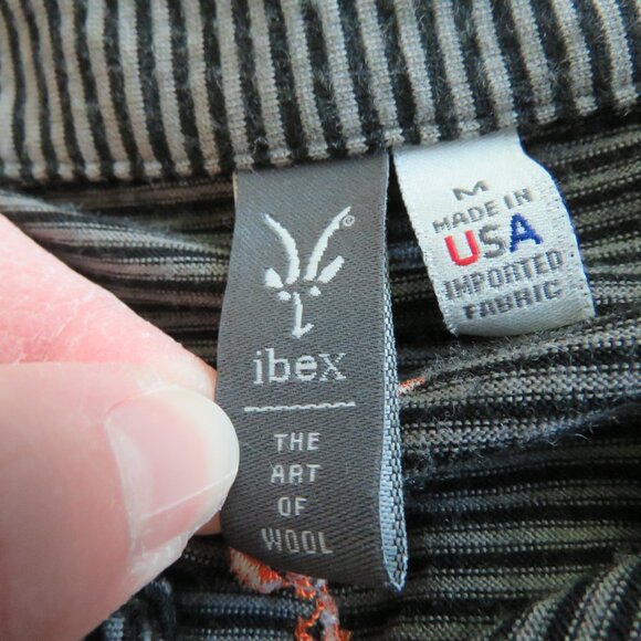 IBEX 100% Merino Wool Striped Button Down Shirt Black Gray Casual Outdoor Size M - Picture 14 of 15